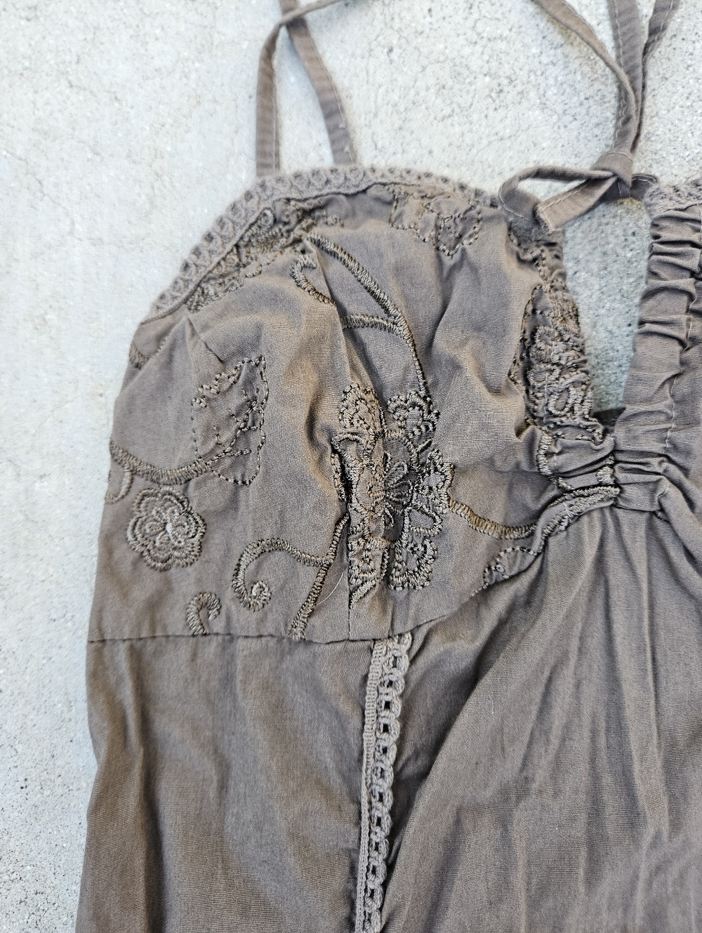 SUPER CUTE LACE DETAIL DRESS MADE IN ITALY SM/MED BEIGE LIKE NEW COTTON - Picture 5 of 7